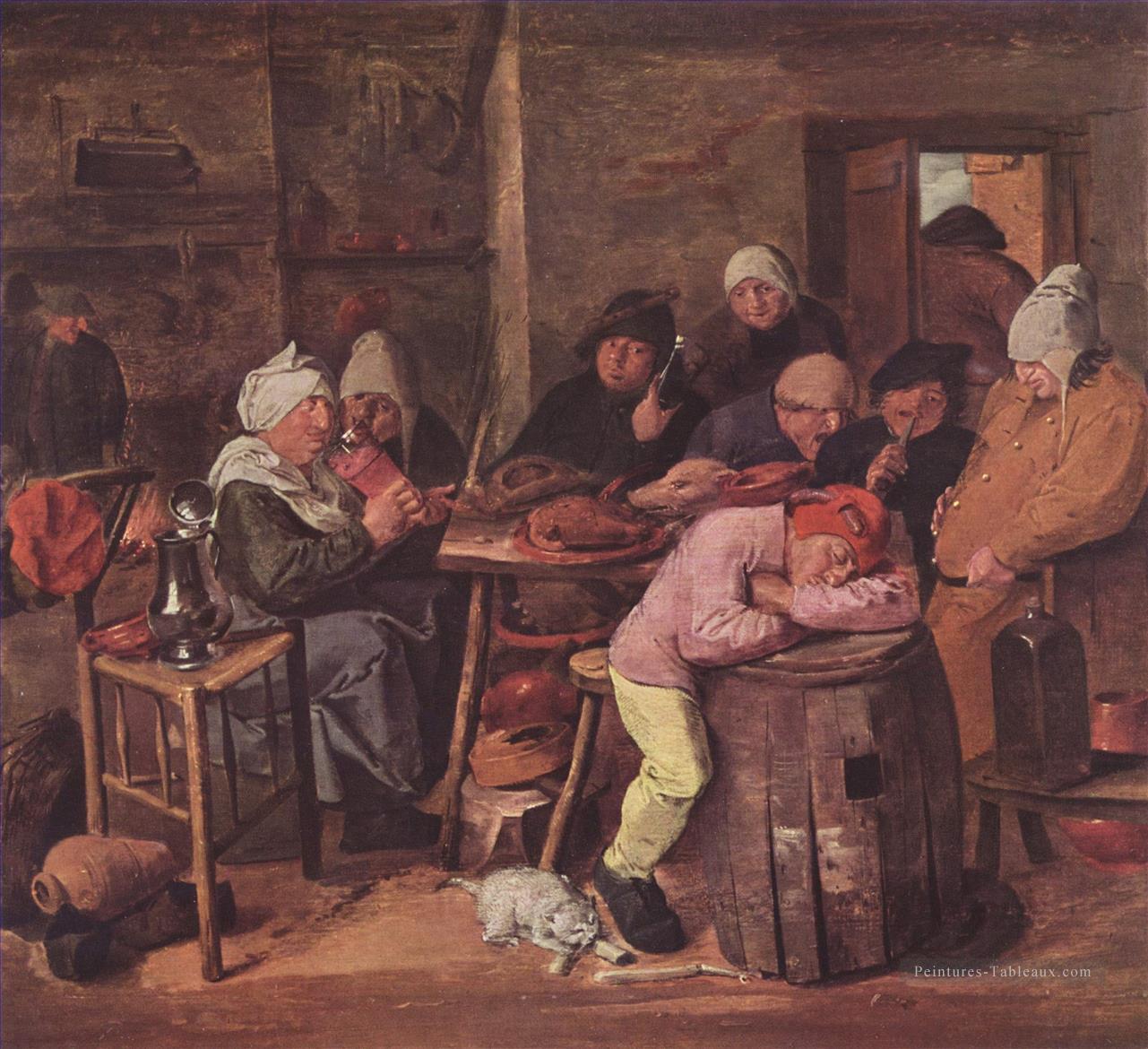 la vie rurale baroque schlachtfest Adriaen Brouwer Peintures à l'huile